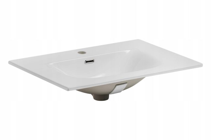 Szafka pod umywalkę HARMO 80 cm zielona lakierowana z ceramiczną umywalką