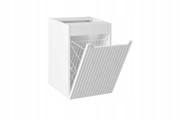 NOVA 40 cm biała szafka łazienkowa z koszem na pranie blat ryflowany front MDF