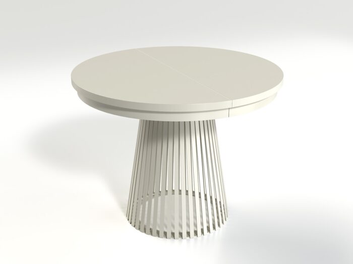 Stół okrągły rozkładany LAMELLA 100-180 cm kaszmir blat kaszmir nowoczesny loft