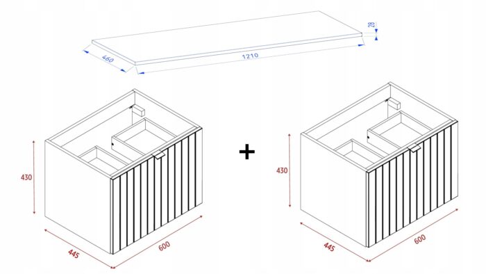 Szafka pod umywalkę HARMO 121 cm kaszmirowa lakierowana z blatem dębowym