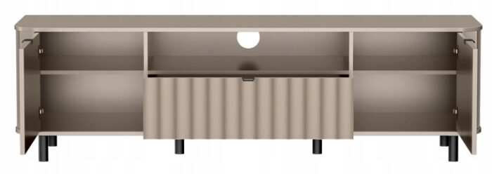 Szafka RTV NOVADO 196 cm Clay Gray frezowane fronty czarne nogi loft