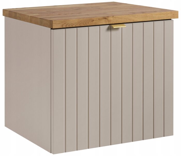 Szafka pod umywalkę HARMO 51 cm kaszmirowa lakierowana z blatem dębowym