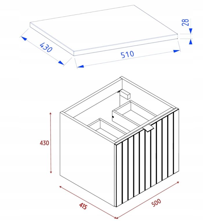 Szafka pod umywalkę HARMO 51 cm zielona lakierowana z blatem drewnianym
