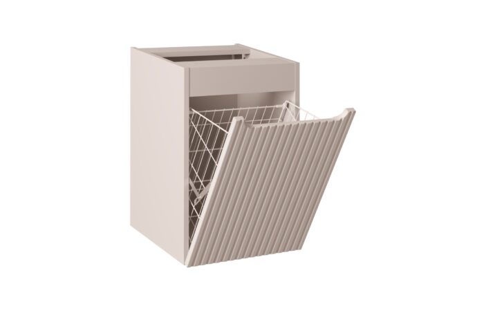 NOVA 40 cm kaszmir szafka łazienkowa z koszem na pranie biały blat ryflowany front MDF