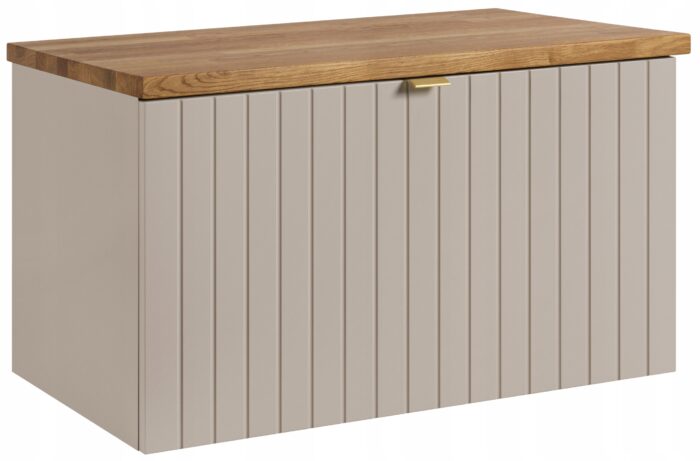 Szafka pod umywalkę HARMO 81 cm kaszmirowa lakierowana z blatem dębowym