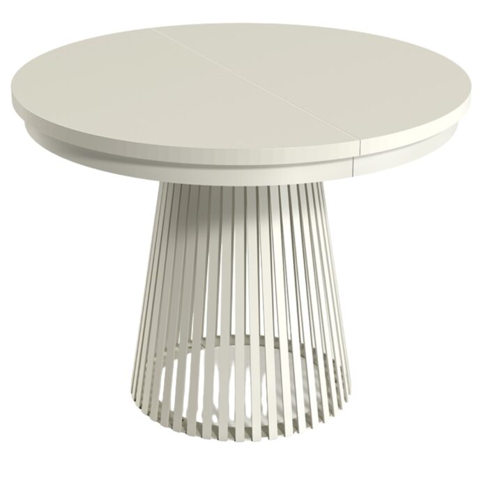 Stół okrągły rozkładany LAMELLA 100-180 cm kaszmir blat kaszmir nowoczesny loft