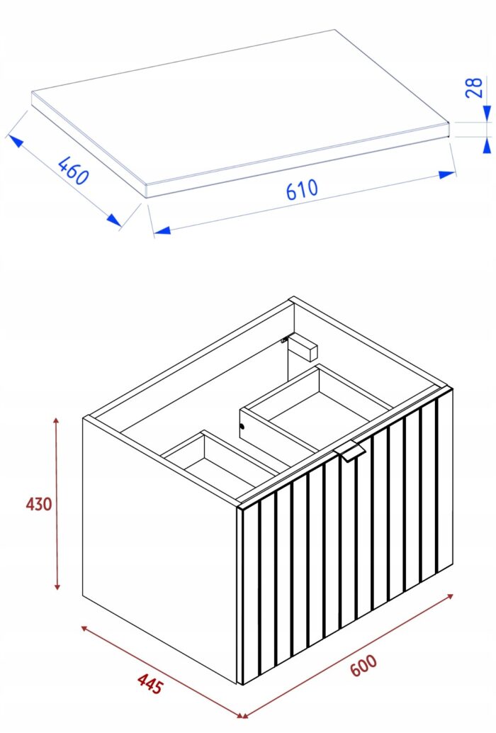 Szafka pod umywalkę HARMO 61 cm kaszmirowa lakierowana z blatem dębowym