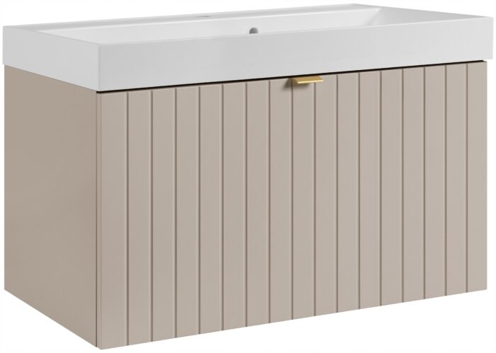 Szafka pod umywalkę HARMO 80 cm kaszmirowa lakierowana z umywalką