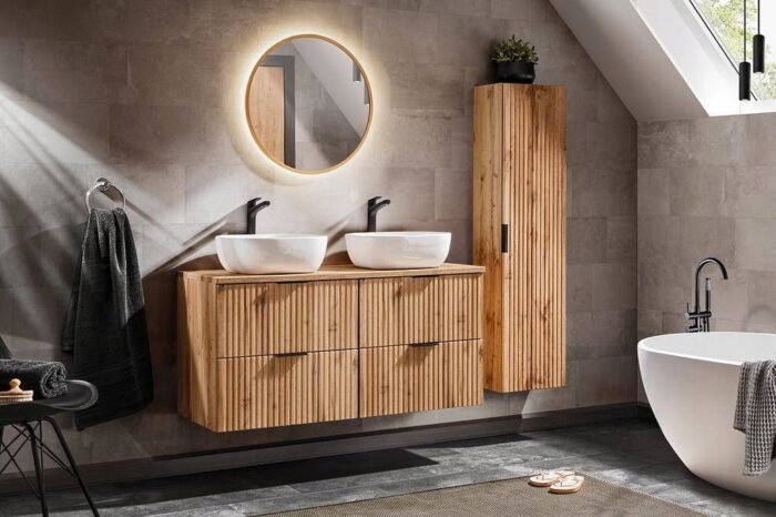 Blat łazienkowy 160 cm Dąb Wotan MDF Santa Fe Adel Dalia Iconic Luxor Madis Ocean Talia Vena Flow