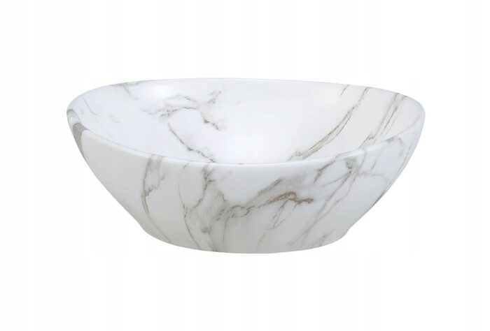 Umywalka nablatowa PATI 40,5 cm biała matowa owalna ceramika nowoczesna