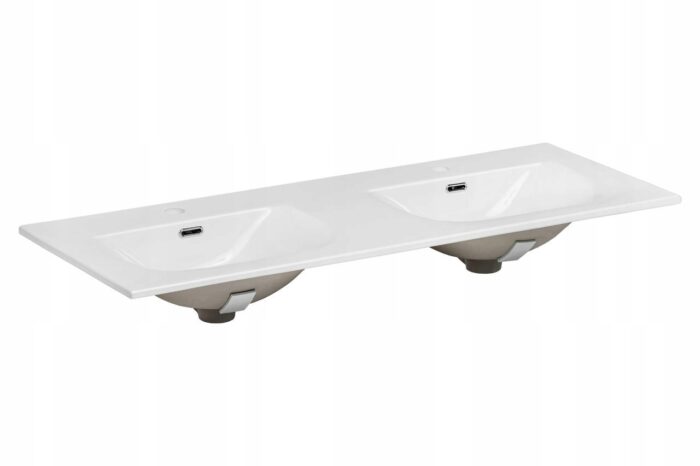 Umywalka meblowa SKY 1 120 cm wpuszczana 2 otwory biały połysk