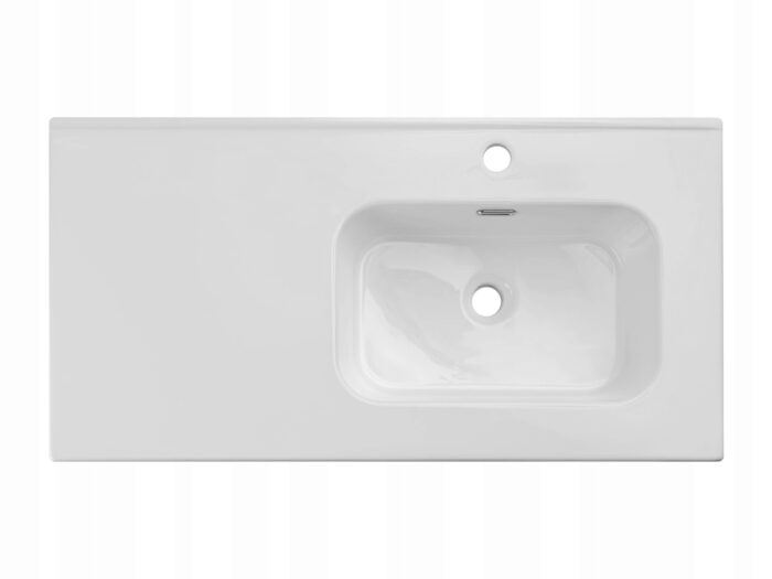 Umywalka GO 2 90 cm z Blatem Wpuszczana 1 Otwór Połysk CERAMICZNA BIAŁA