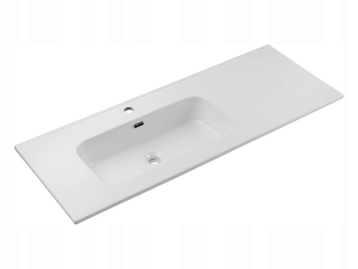 Umywalka Meblowa GO 2 120 cm z Blatem Wpuszczana CERAMICZNA Biały Połysk
