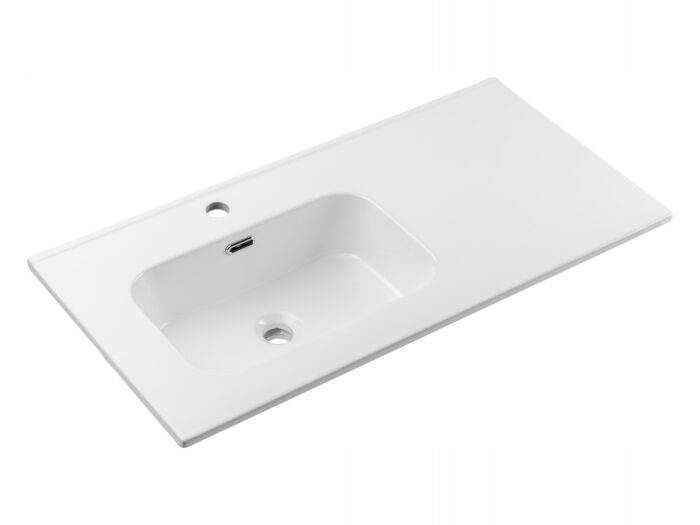 Umywalka GO 2 90 cm z Blatem Wpuszczana 1 Otwór Połysk CERAMICZNA BIAŁA