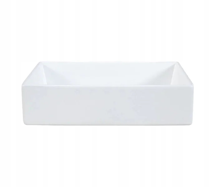 Umywalka nablatowa GAJA 35 cm biała połysk ceramika z przelewem - obrazek 9