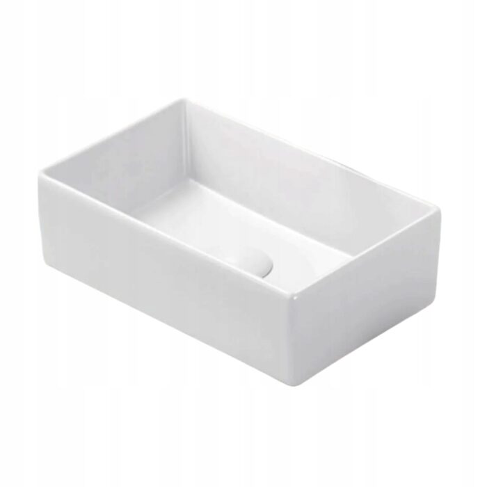 Umywalka nablatowa GAJA 45 cm biała połysk ceramika z przelewem