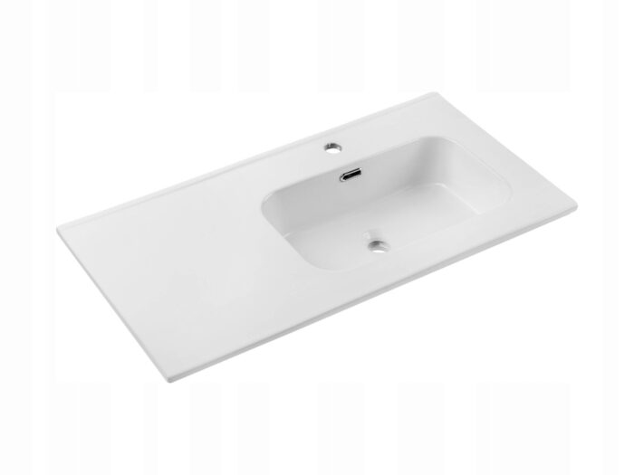 Umywalka GO 2 90 cm z Blatem Wpuszczana 1 Otwór Połysk CERAMICZNA BIAŁA
