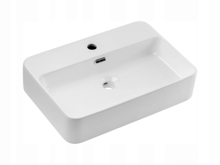 Umywalka nablatowa TRUST 2 55 cm ceramiczna white połysk