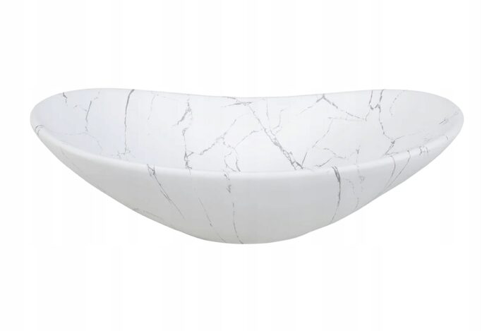 Umywalka nablatowa LENA 60 cm biała matowa ceramika owalna