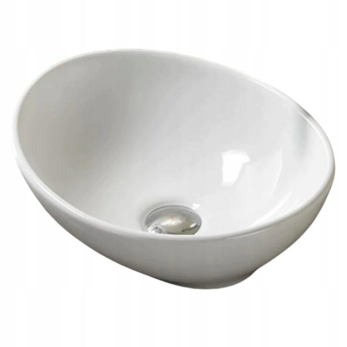 Umywalka nablatowa LOLA 40,5 cm biały połysk ceramika owalna