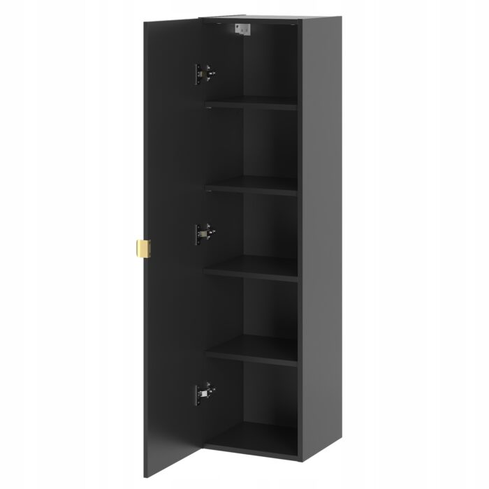 ARCOS 130 cm czarny słupek łazienkowy ryflowane fronty złote uchwyty