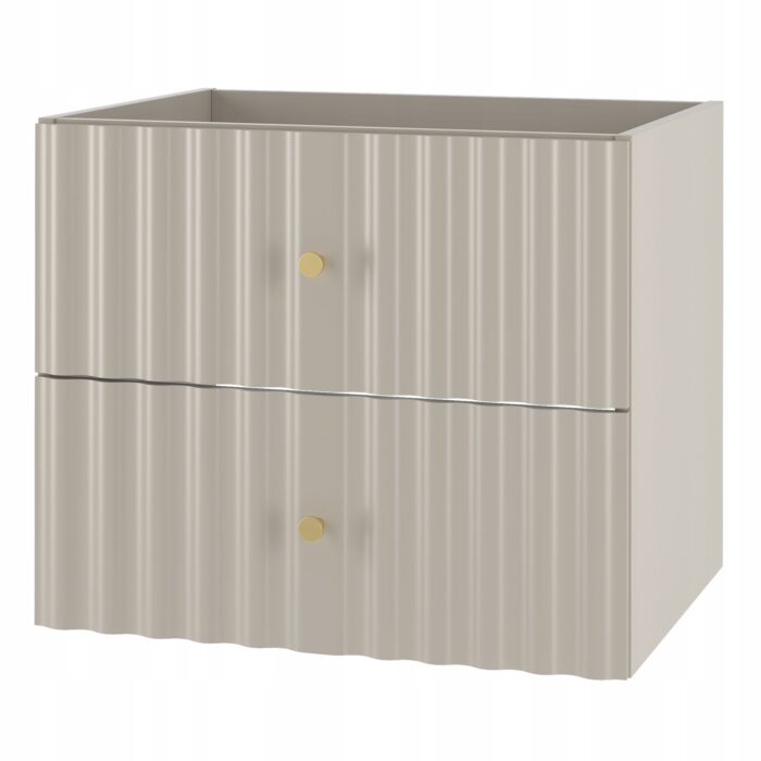 AQUA 60 cm kaszmir szafka łazienkowa 2 szuflady ryflowane fronty