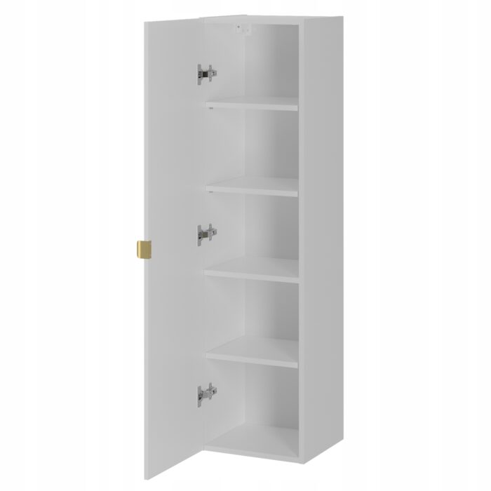 ARCOS 130 cm biały słupek łazienkowy ryflowane fronty złote uchwyty
