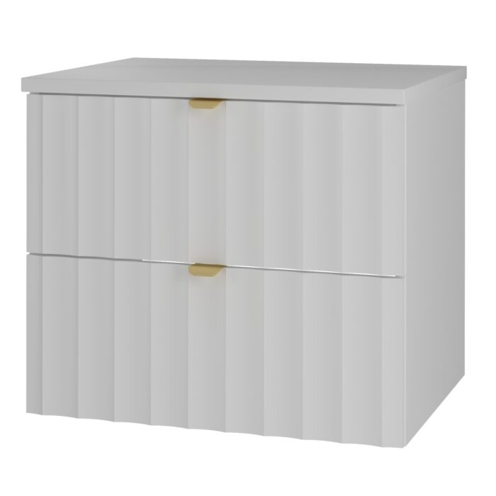 ARCOS 60 cm biała szafka łazienkowa z blatem ryflowane fronty złote uchwyty