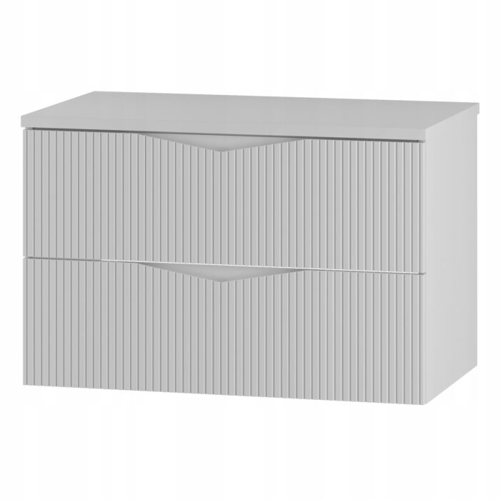 CLEO 80 cm biała szafka łazienkowa z blatem ryflowane szuflady