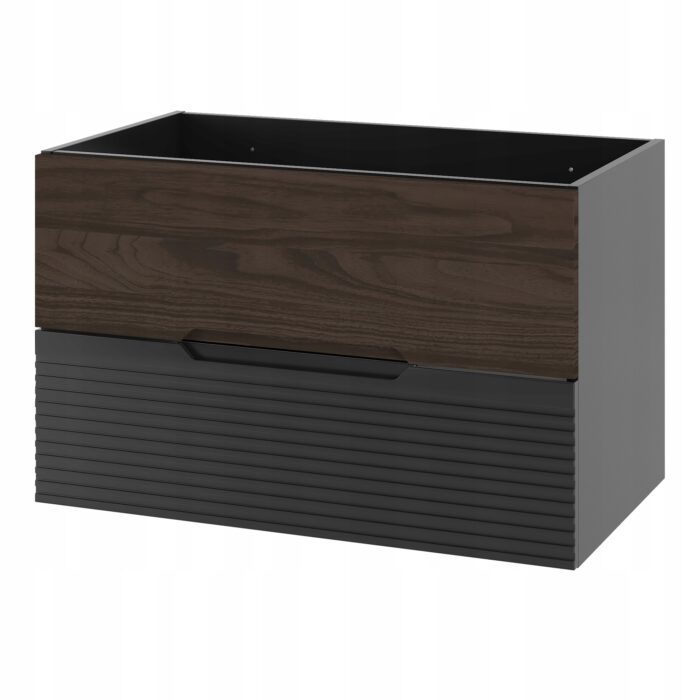 AVELLA 80 cm czarny orzech Szafka łazienkowa 2 szuflady frezowane fronty