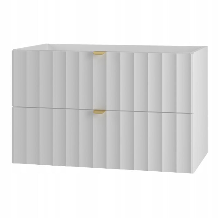 ARCOS 80 cm biała szafka łazienkowa ryflowane fronty złote uchwyty