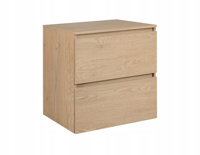 SIMPLE 60 cm dąb jasny szafka łazienkowa z blatem 2 szuflady