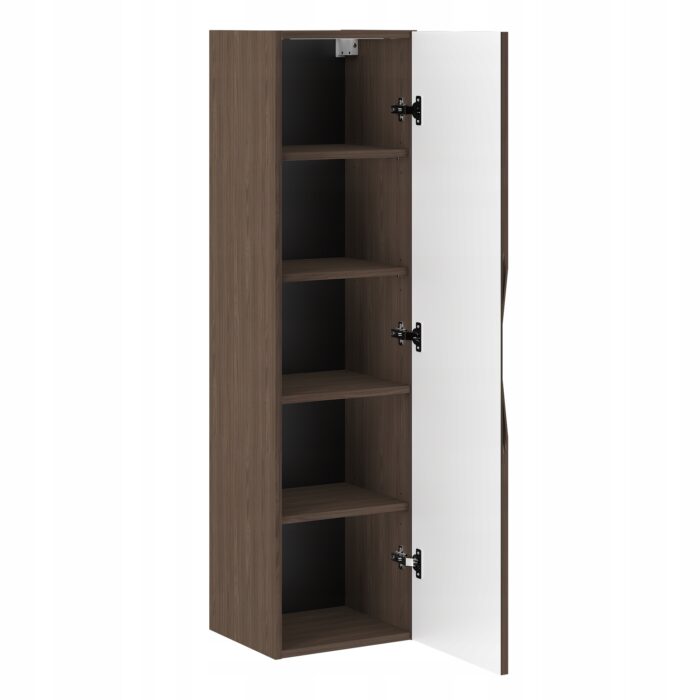 STELLA 130 cm orzech mat słupek łazienkowy ryflowane fronty frezowany uchwyt