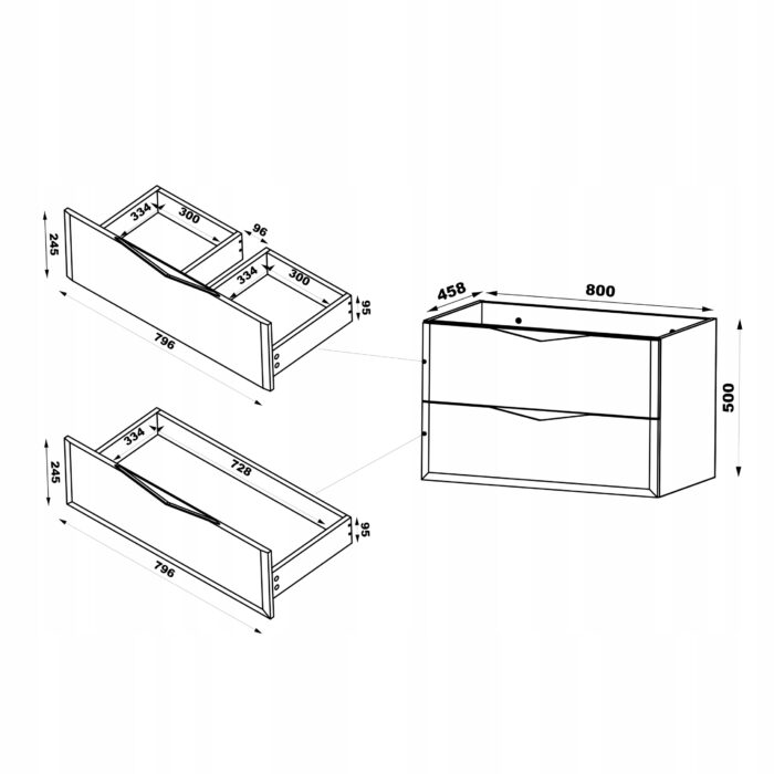 DELICA 80 cm kaszmir mat szafka łazienkowa z blatem 2 szuflady frezowane