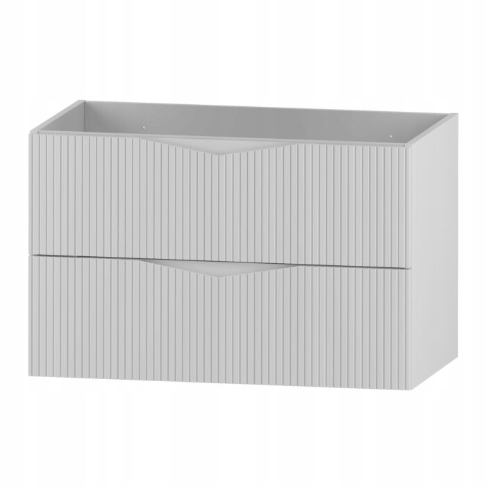 CLEO 80 cm biała szafka łazienkowa ryflowane szuflady frezowany uchwyt