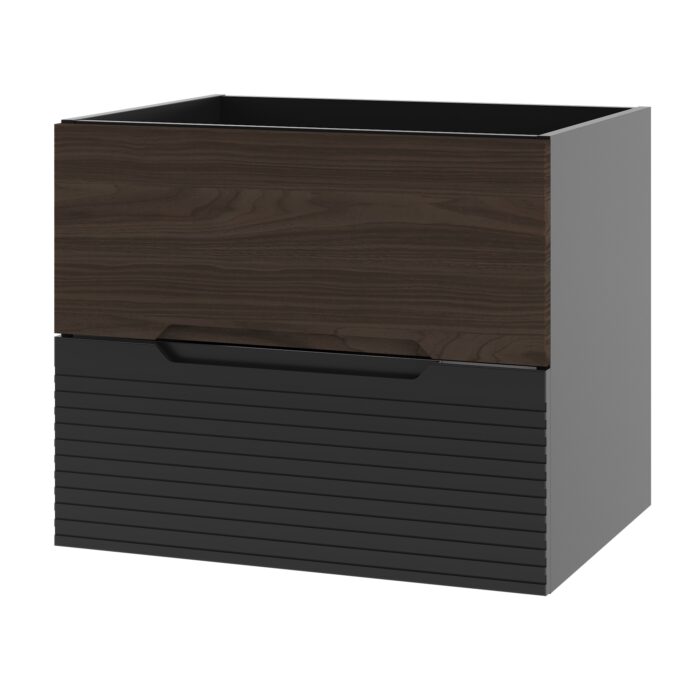 AVELLA 60 cm czarny orzech Szafka łazienkowa 2 szuflady frezowane fronty