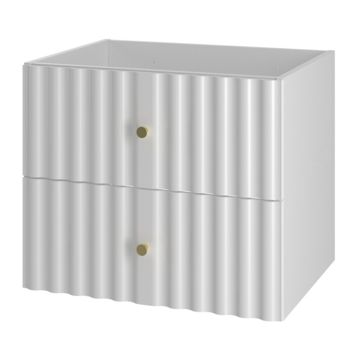 AQUA 60 cm biała szafka łazienkowa 2 szuflady ryflowane fronty