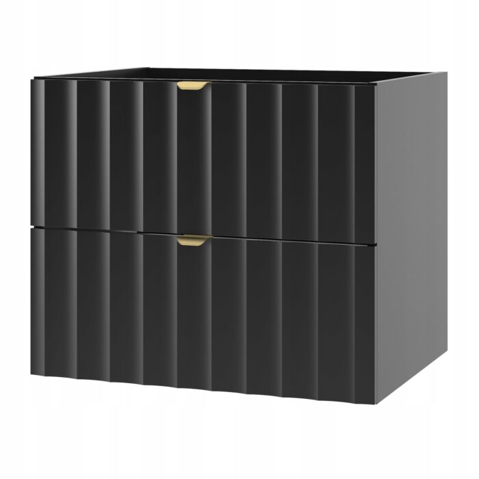 ARCOS 60 cm czarna szafka łazienkowa ryflowane fronty złote uchwyty