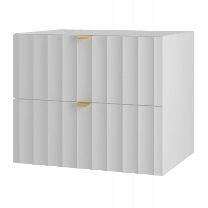 ARCOS 60 cm biała szafka łazienkowa ryflowane fronty złote uchwyty
