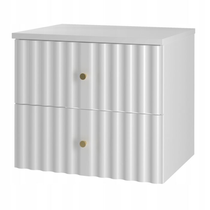 AQUA 60 cm biała szafka łazienkowa z blatem 2 szuflady ryflowane fronty