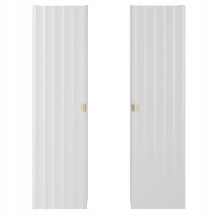 ARCOS 130 cm biały słupek łazienkowy ryflowane fronty złote uchwyty