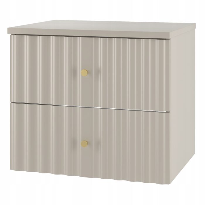 AQUA 60 cm kaszmir szafka łazienkowa z blatem 2 szuflady ryflowane fronty