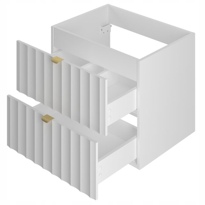 ARCOS 60 cm biała szafka łazienkowa ryflowane fronty złote uchwyty