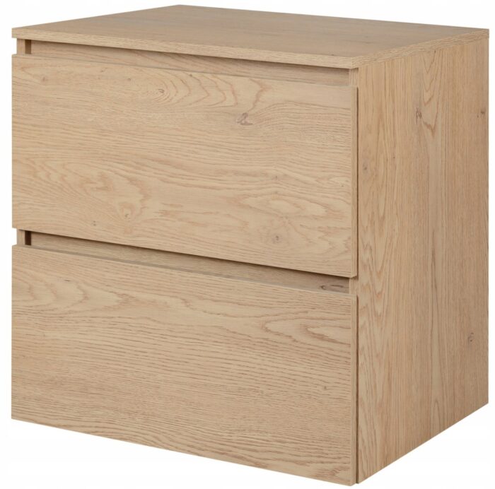 SIMPLE 60 cm dąb jasny szafka łazienkowa z blatem 2 szuflady