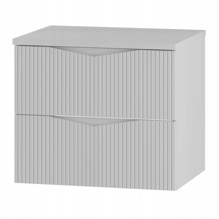 CLEO 60 cm biała szafka łazienkowa z blatem ryflowane szuflady