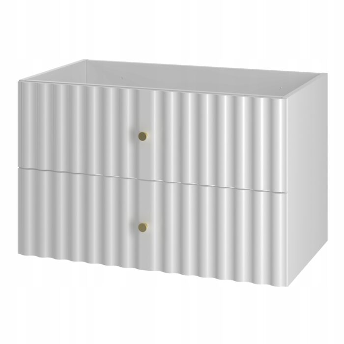 AQUA 80 cm biała szafka łazienkowa 2 szuflady ryflowane fronty