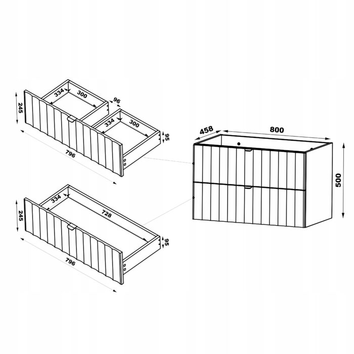 ARCOS 80 cm czarna szafka łazienkowa ryflowane fronty złote uchwyty