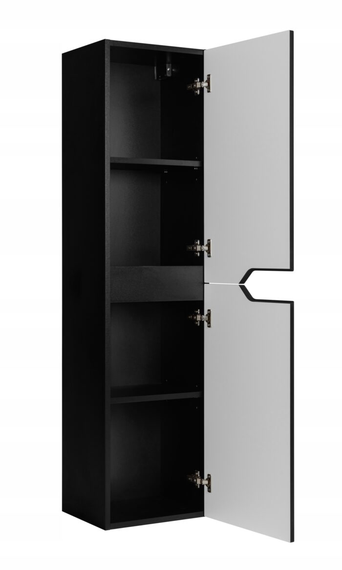 MODERN 35x136 cm Czarny Słupek Łazienkowy MDF Frezowane Uchwyty Wiszący