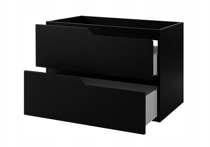 MODERN 80 cm Czarna Szafka Łazienkowa MDF Frezowane Uchwyty Wisząca