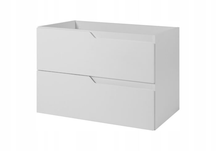 MODERN 80 cm Biała Szafka Łazienkowa MDF Frezowane Uchwyty Wisząca